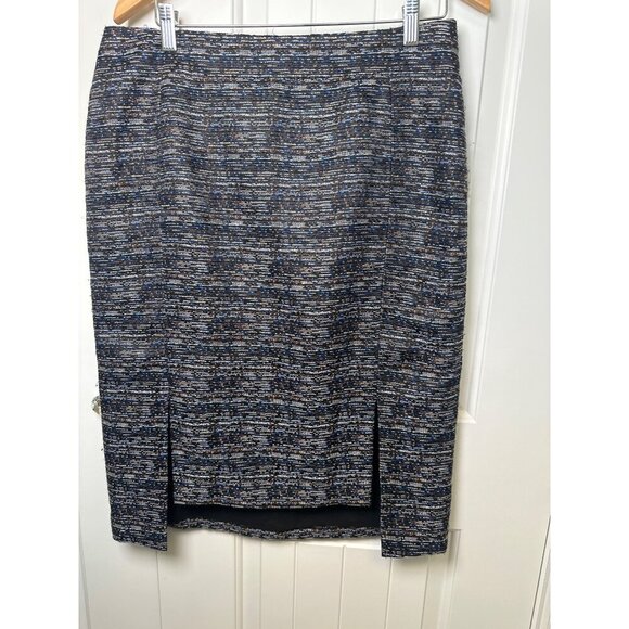 Halogen Womens Textured Pencil Skirt Size 12 Blue/Black Polyester - Picture 1 of 9